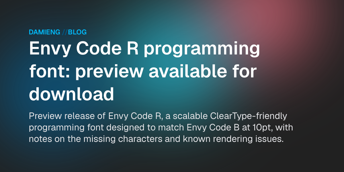 Type Font Code R Envy Code R programming font: preview available for download - DamienG